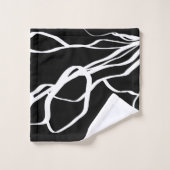 ブーケノワール：抽象芸術ブラック&ホワイト バスタオルセット (ウォッシュタオル)