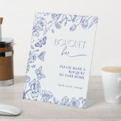 ブーケバー何かブルーフローラブライダルシャワー 台座サイン (インサイチュ)