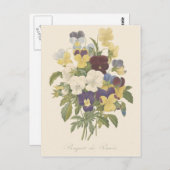 ブーケパンシーパンシーズフラワーイラストレーション ポストカード (正面/裏面)
