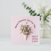 ブーケピンクパーソナライズされたの母の日の挨拶 招待状 (スタンド正面)