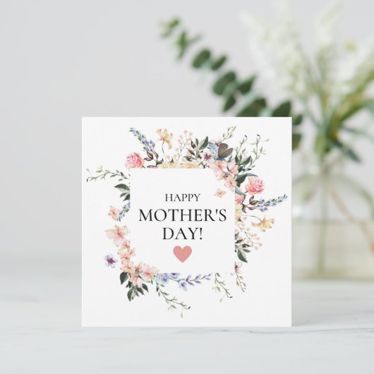 ブーケピンクパーソナライズされたの母の日の挨拶 招待状 (スタンド正面)