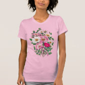 ブーケピンク&ホワイトワイルドバラ花 Tシャツ (正面)