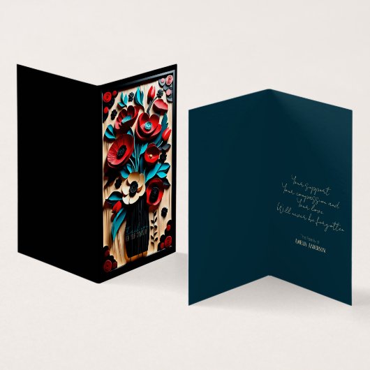 ブーケフローラフォークアートスタイル悔やみや弔慰サンキューC (内部&外部)