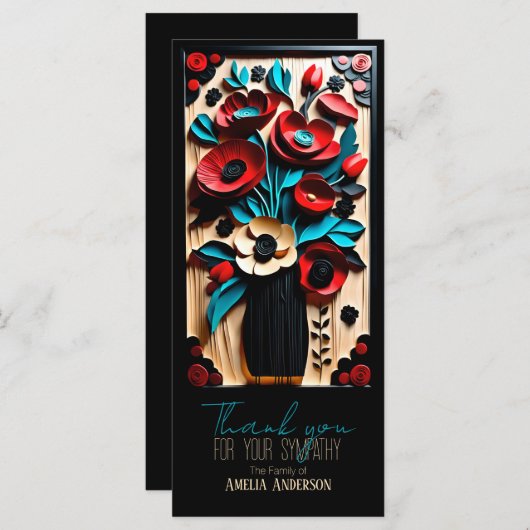 ブーケフローラフォークアートスタイル悔やみや弔慰サンキューC (正面/裏面)