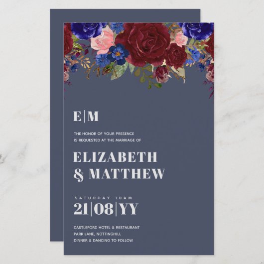 ブーケブルガンディブルーバラウェディングアクト (正面/裏面)