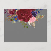 ブーケブルガンディブルーピンクウェディングスプ インビテーションポストカード (裏面)