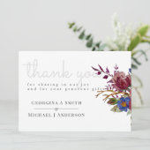 ブーケブルゴーニュフローラネイビーブルーPInkカップル サンキューカード (スタンド正面)