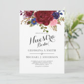 ブーケブルゴーニュフローラネイビーブルーPInkカップル 招待状 (スタンド正面)