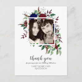 ブーケマルサラブルーピンクの花ありがとう ポストカード