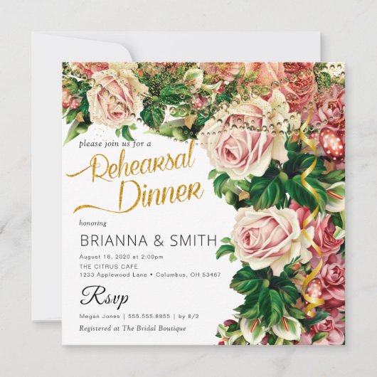 ブーケミニマルリハエレガントーサルディナー 招待状 (正面)