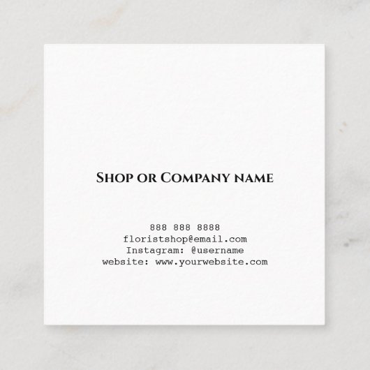 ブーケモダンエレガントフローラ花屋 スクエア名刺 (裏面)