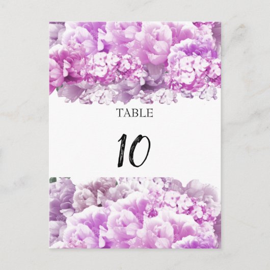 ブーケモノクロピンクテーブル座席番号カード ポストカード (正面)