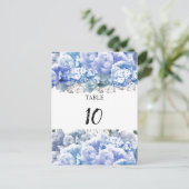 ブーケモノクロブルーテーブル座席番号カード ポストカード (スタンド正面)