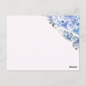 ブーケモノクロブルーテーブル座席番号カード ポストカード (裏面)