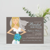 ブーケーブライダルシャワーの招待を受ける美しい花嫁 招待状 (スタンド正面)