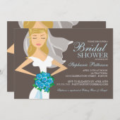 ブーケーブライダルシャワーの招待を受ける美しい花嫁 招待状 (正面/裏面)