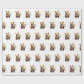 ブーケ付き水彩熊 ラッピングペーパー (フラット)