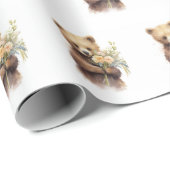 ブーケ付き水彩熊 ラッピングペーパー (ロールコーナー)