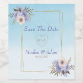 ブーケ及び金ゴールド枠 ワインラベル (シングルラベル)