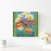 ブーケ縁どインI スクエア壁時計 (ホーム)