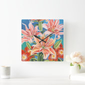 ブーケ縁どインII スクエア壁時計 (ホーム)