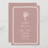 ブーケ縁ど赤面ピ結婚ンク 招待状 (正面/裏面)