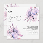 *~*ブーケ赤面ピンクAR15フローラQR RSVP 結婚's 招待状 (正面/裏面)