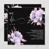 *~*ブーケ赤面AR15ピンクフローラQR RSVP 結婚's 招待状 (正面/裏面)