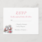 ブーケ風ナチュラルな森のフクロウの結婚式RSVP ポストカード (正面)