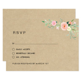 ブーケ風フラワーボヘミアン結婚式RSVP 出欠カード