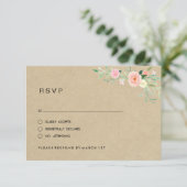ブーケ風フラワーボヘミアン結婚式RSVP 出欠カード (スタンド正面)