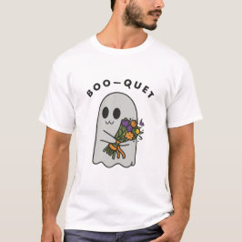 ブーケ かわいい幽霊 花を持つ ハロウィン おもしろTシャツ Tシャツ