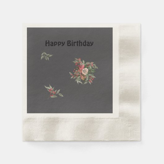 ブーケ・オブ・バラ・ペーパー・ナプキン 縁ありカクテルナプキン (正面)