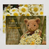 ブーケ テディベア ベビーシャワー 招待状 (正面/裏面)