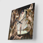 ブーゲレオアンジェルズサラウンドキューピッド スクエア壁時計 (傾斜)