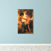 ブーゲローによってキューピッドから身を守る少女 キャンバスプリント (インサイチュ (ウッドフロア))