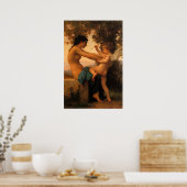 ブーゲローによってキューピッドから身を守る少女 ポスター (キッチン)