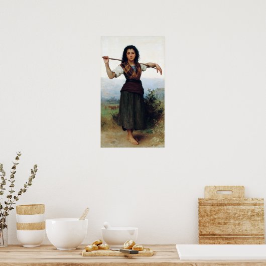 ブーゲロー – 小さな羊飼いの娘 ポスター (キッチン)