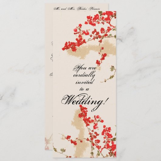 ブーゲンビリアによっては結婚式招待状が開花します 招待状 (正面/裏面)