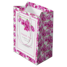 ブーゲンビリアのピンクの水色結婚式の引き出物バッグ ミディアムペーパーバッグ