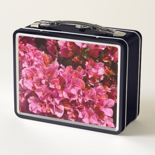 ブーゲンビリアのピンクの熱帯のバイニング低木の写真 メタルランチボックス (裏面)