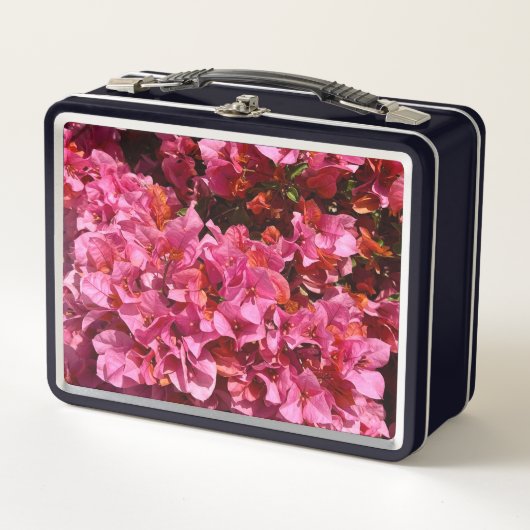 ブーゲンビリアのピンクの熱帯のバイニング低木の写真 メタルランチボックス (正面)