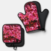ブーゲンビリアのピンクの熱帯のバイニング低木の写真 鍋つかみ&鍋敷きセット (正面/裏面)