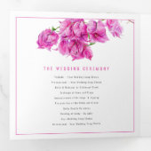 ブーゲンビリアのピンクの花 水彩 結婚式 トリ- 三つ折りプログラム (内部最初)