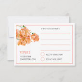 ブーゲンビリアの水色のサンゴ結婚オレンジ 出欠カード (正面)