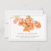 ブーゲンビリアの水色のサンゴ結婚オレンジ 出欠カード (裏面)