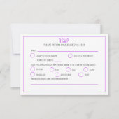 ブーゲンビリアの水色パープルホワイト結婚の食事 出欠カード (正面)