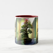 ブーゲンビリアの盆栽の木 ツートーンマグカップ (中央)