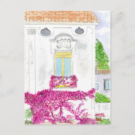 ブーゲンビリアの花イタリア,ポジターノ ポストカード (正面)