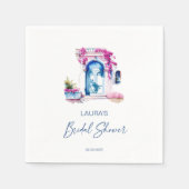 ブーゲンビリアをテーマにした地中海風のブライズシャワー スタンダードカクテルナプキン (正面)